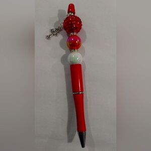Red Bubble gum bead pen